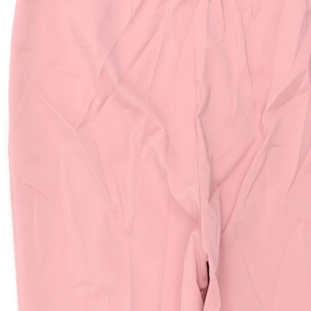 Marks and Spencer Womens Pink Polyester Chino Trousers Size 12 L27 in Regular Zip