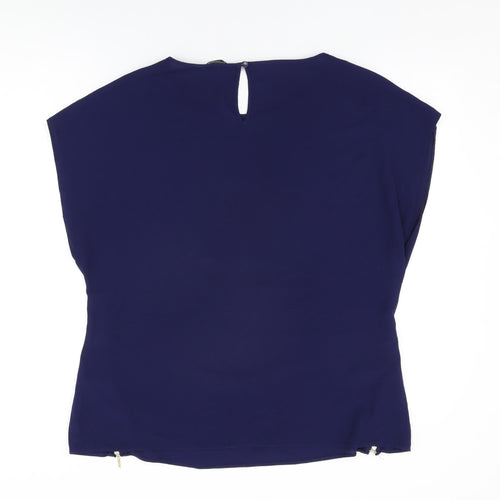 Dorothy Perkins Womens Blue Polyester Basic Blouse Size 16 Round Neck