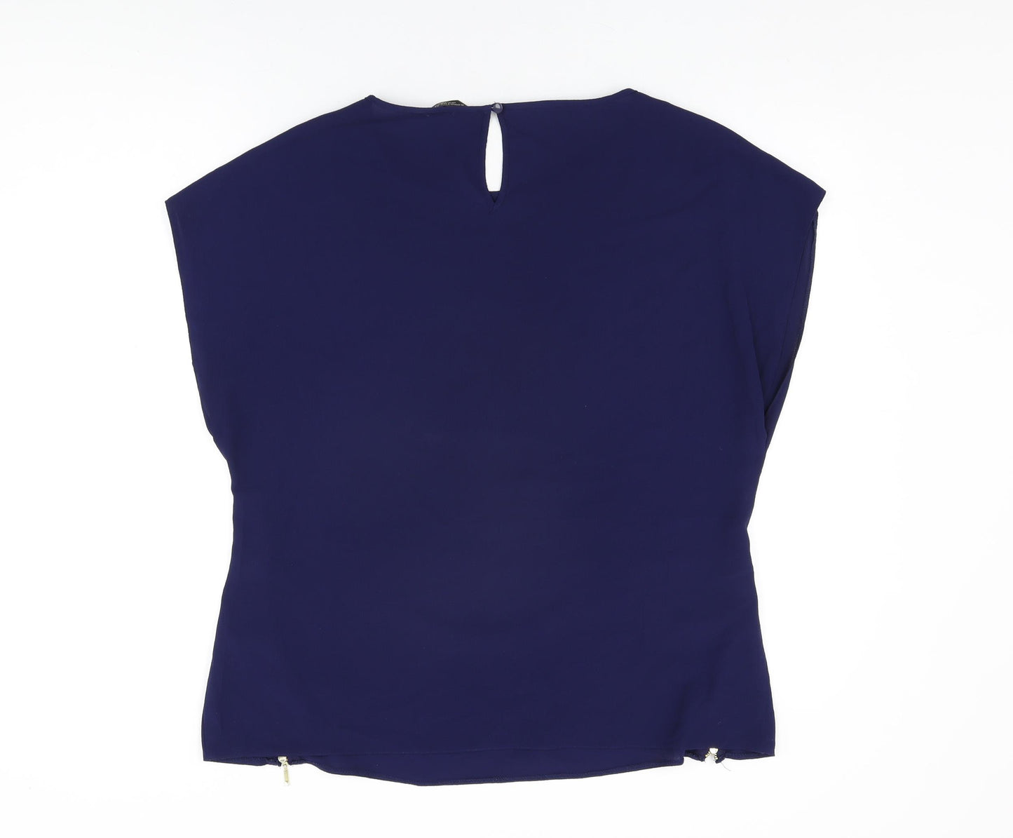 Dorothy Perkins Womens Blue Polyester Basic Blouse Size 16 Round Neck