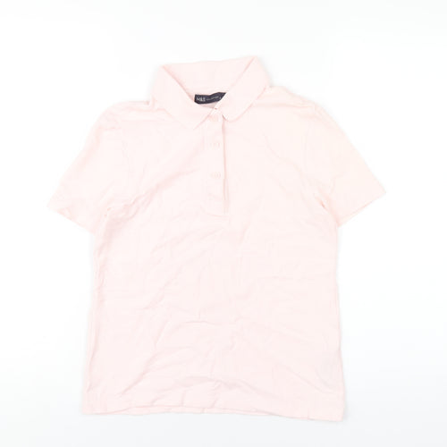 Marks and Spencer Womens Pink Cotton Basic Polo Size 6 Collared