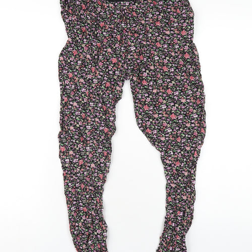 Select Womens Multicoloured Floral Viscose Sweatpants Trousers Size 12 L29 in Regular