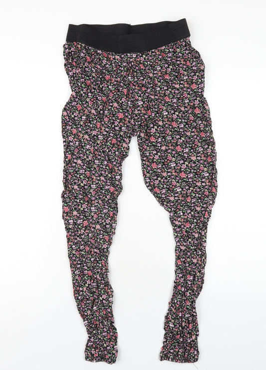 Select Womens Multicoloured Floral Viscose Sweatpants Trousers Size 12 L29 in Regular