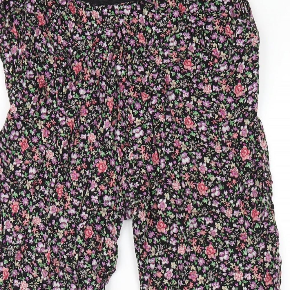 Select Womens Multicoloured Floral Viscose Sweatpants Trousers Size 12 L29 in Regular