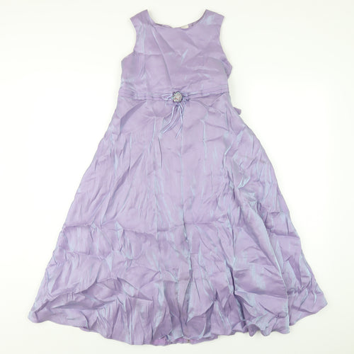 BHS Girls Purple Vinyl A-Line Size 9-10 Years Round Neck Button