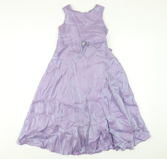 BHS Girls Purple Vinyl A-Line Size 9-10 Years Round Neck Button