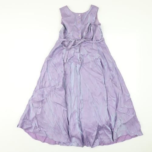 BHS Girls Purple Vinyl A-Line Size 9-10 Years Round Neck Button