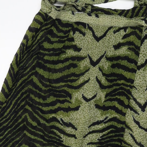 Miss Selfridge Womens Green Animal Print Polyester Wrap Skirt Size 8 Tie