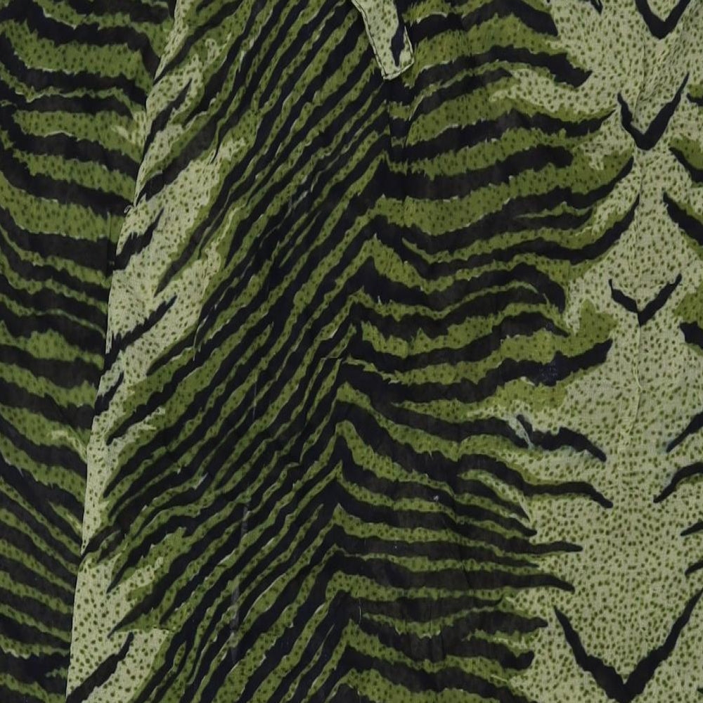 Miss Selfridge Womens Green Animal Print Polyester Wrap Skirt Size 8 Tie