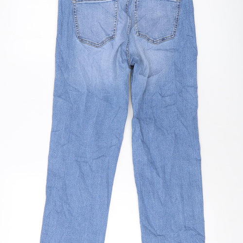 Marks and Spencer Womens Blue Cotton Straight Jeans Size 10 L28 in Regular Button