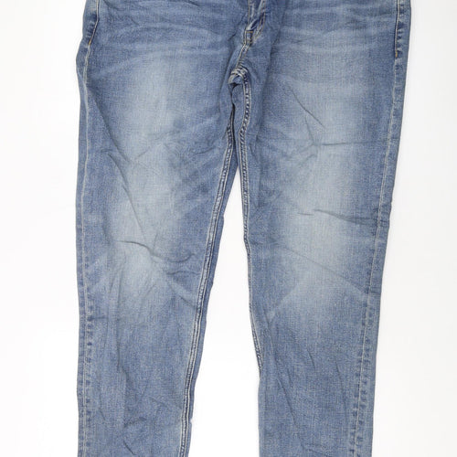 Marks and Spencer Mens Blue Cotton Straight Jeans Size 40 in L33 in Slim Button