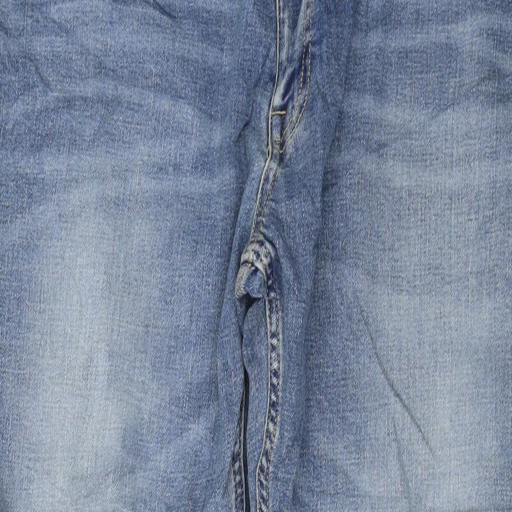 Marks and Spencer Mens Blue Cotton Straight Jeans Size 40 in L33 in Slim Button