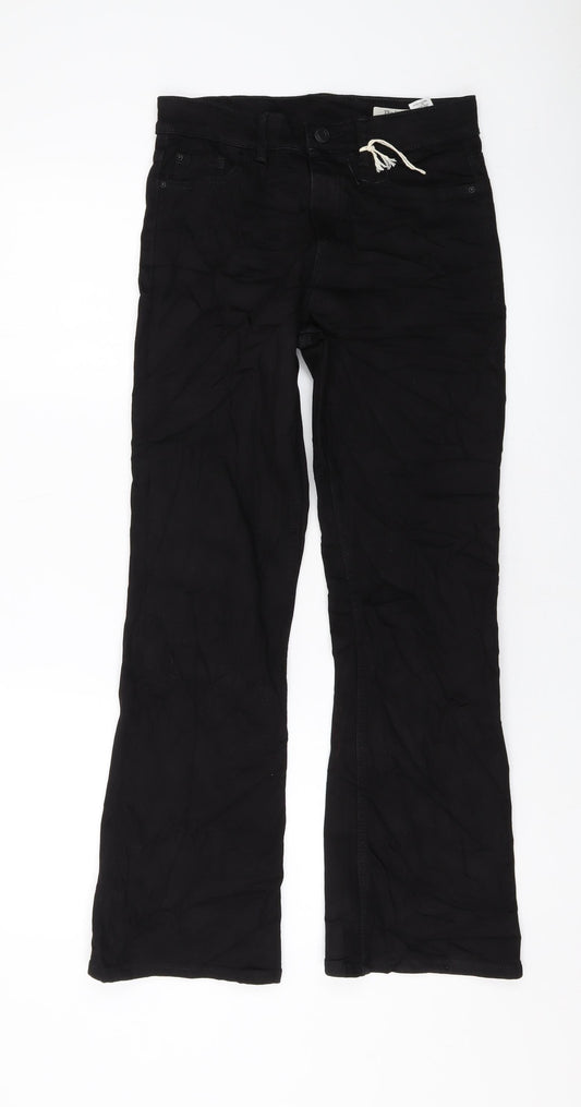 Marks and Spencer Womens Black Cotton Boyfriend Jeans Size 10 L28 in Regular Button