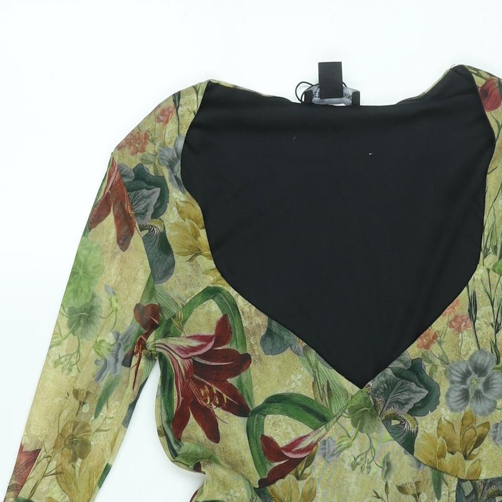 PRETTYLITTLETHING Womens Multicoloured Floral Polyester A-Line Size 8 Sweetheart Pullover