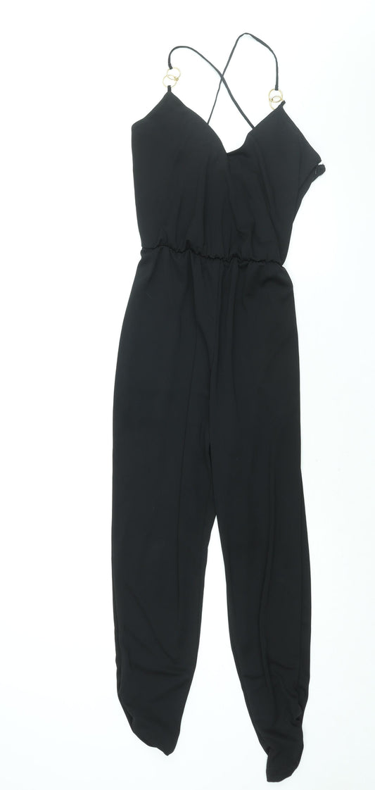 Miss Selfridge Womens Black Polyester Jumpsuit One-Piece Size 6 L24 in Zip