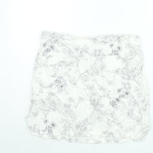 NEXT Womens White Floral Linen Mini Skirt Size 14