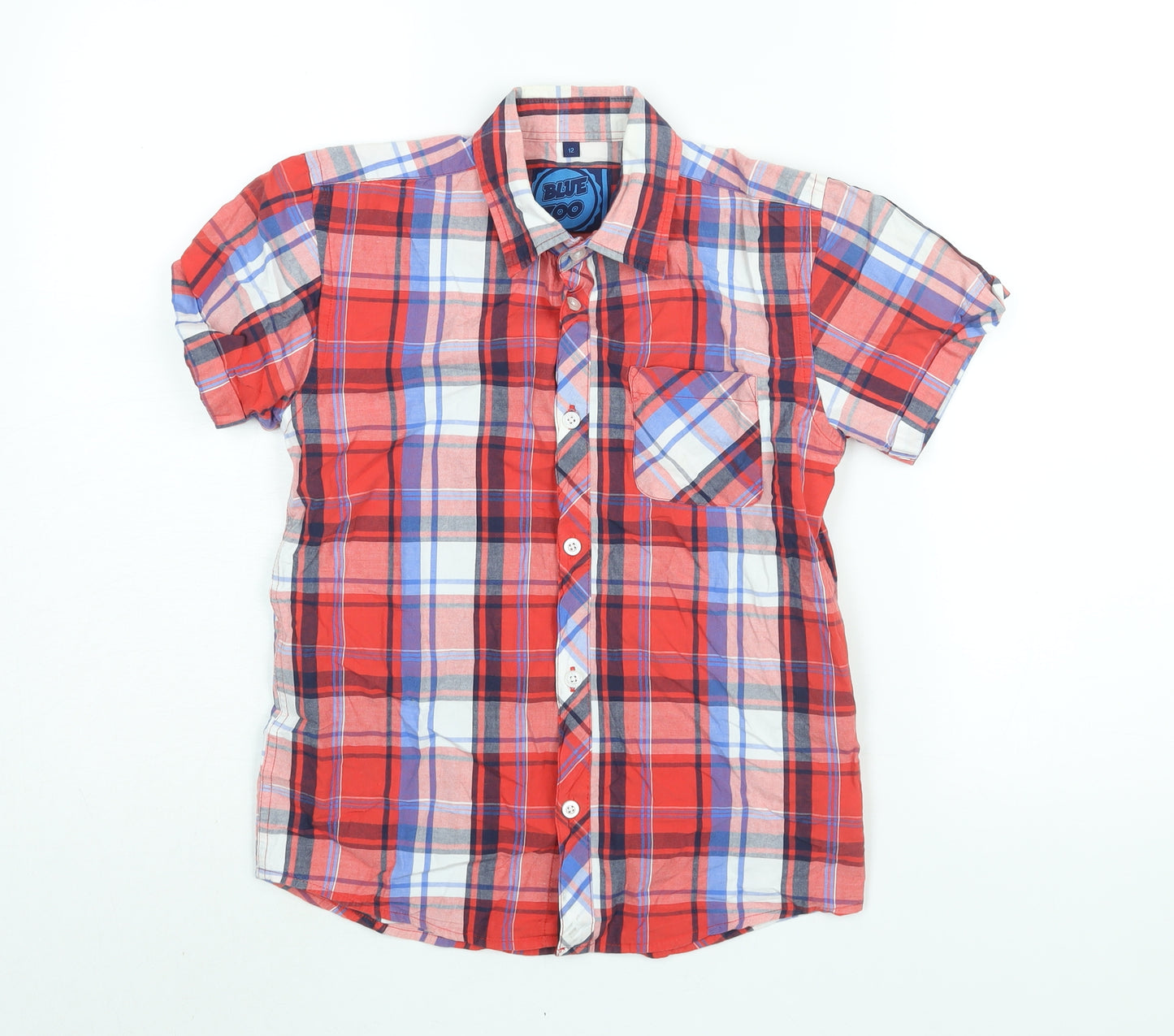 Blue Zoo Boys Red Check Cotton Basic Button-Up Size 12 Years Collared Button