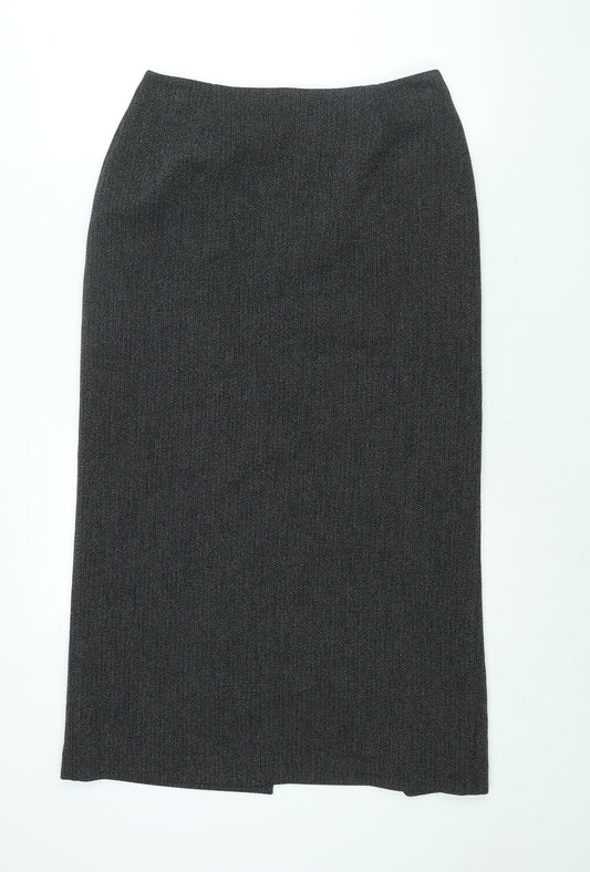 NEXT Womens Grey Herringbone Polyester Straight & Pencil Skirt Size 14 Zip