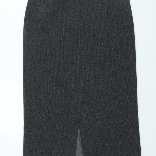 NEXT Womens Grey Herringbone Polyester Straight & Pencil Skirt Size 14 Zip