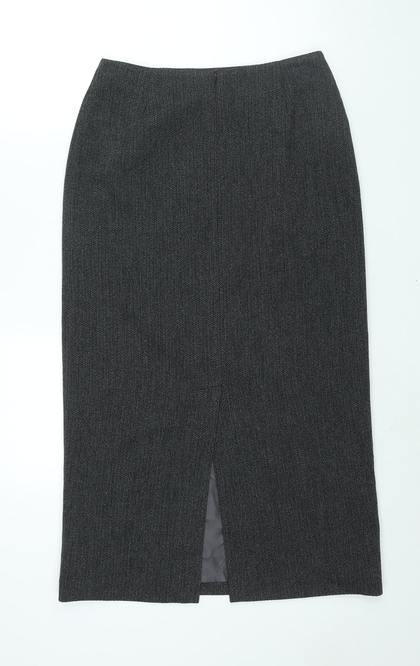 NEXT Womens Grey Herringbone Polyester Straight & Pencil Skirt Size 14 Zip