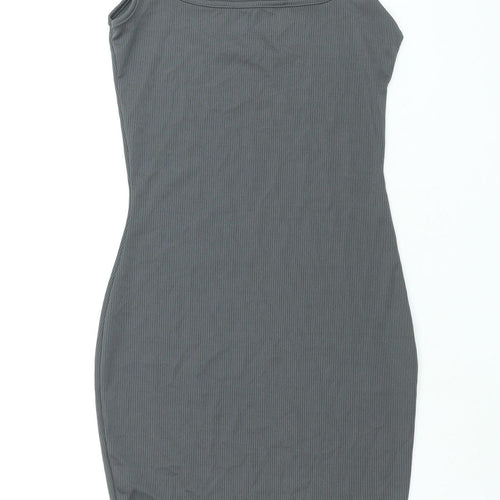 Missguided Womens Grey Polyester Bodycon Size 10 Scoop Neck Pullover