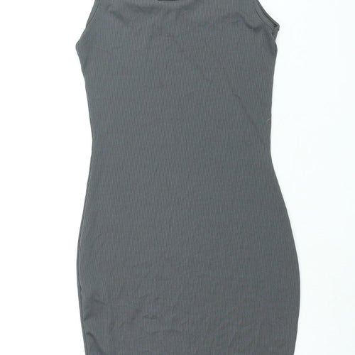 Missguided Womens Grey Polyester Bodycon Size 10 Scoop Neck Pullover