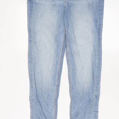 Marks and Spencer Womens Blue Cotton Skinny Jeans Size 10 L32 in Regular Zip