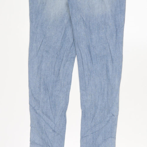 Marks and Spencer Womens Blue Cotton Skinny Jeans Size 10 L32 in Regular Zip