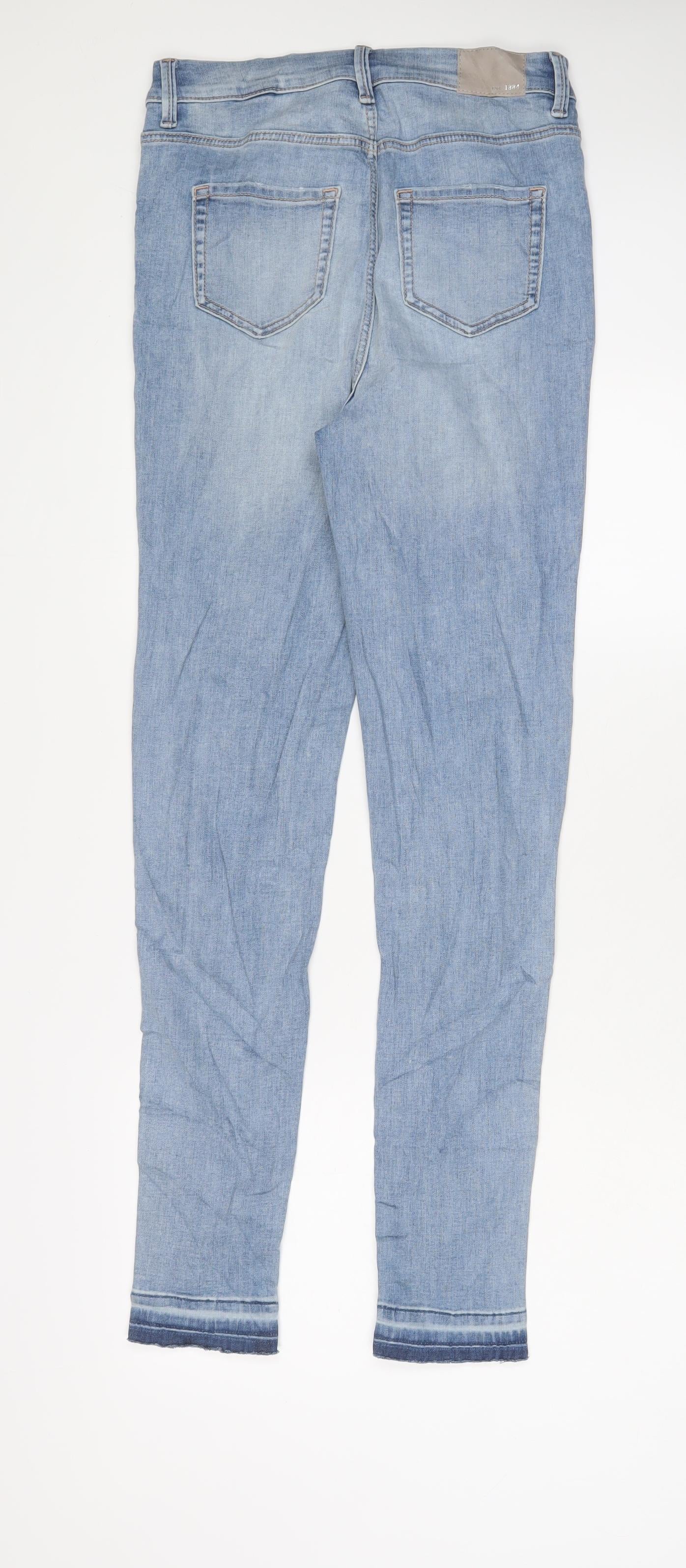 Marks and Spencer Womens Blue Cotton Skinny Jeans Size 10 L32 in Regular Zip