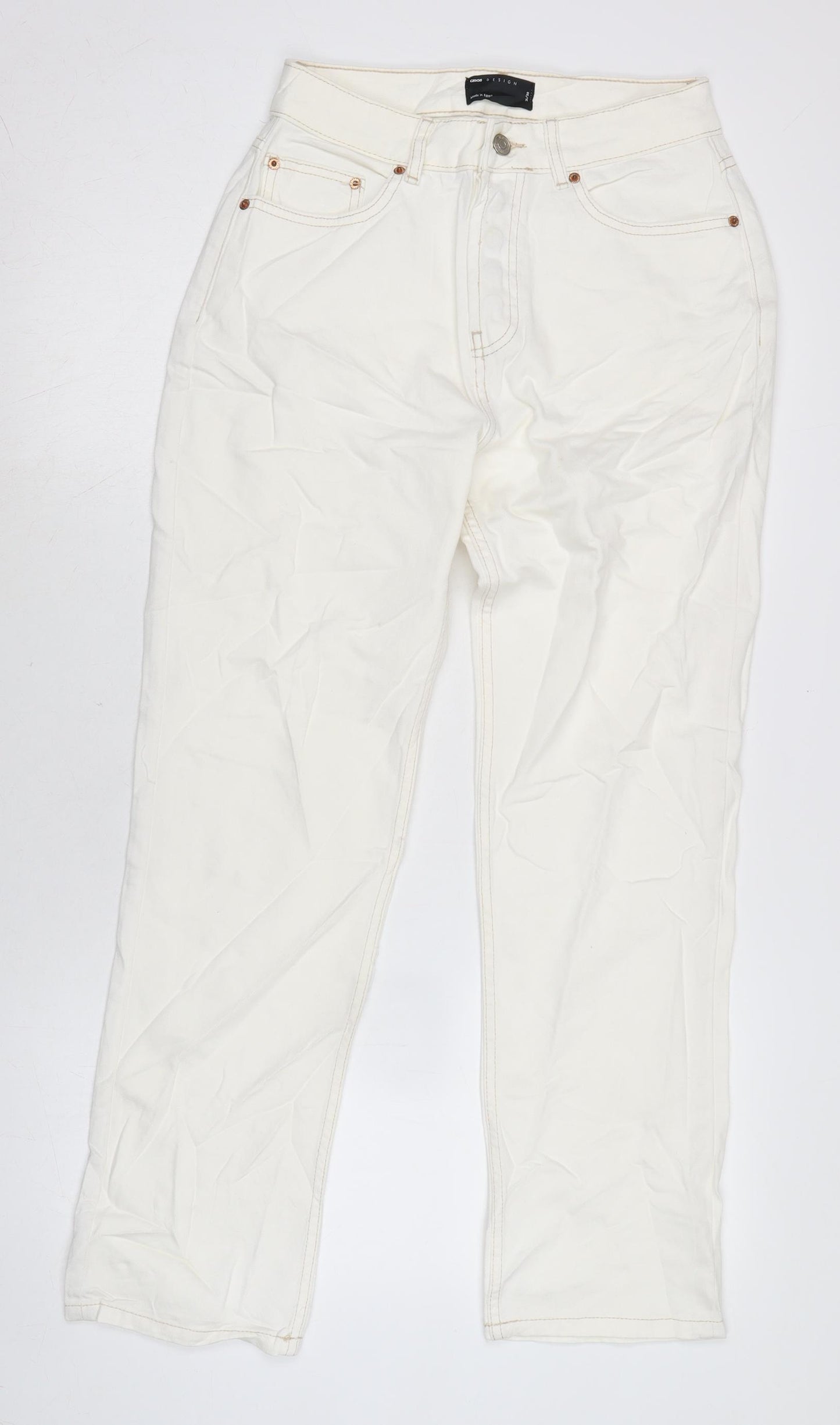 ASOS Womens Ivory Cotton Straight Jeans Size 10 L29 in Regular Button