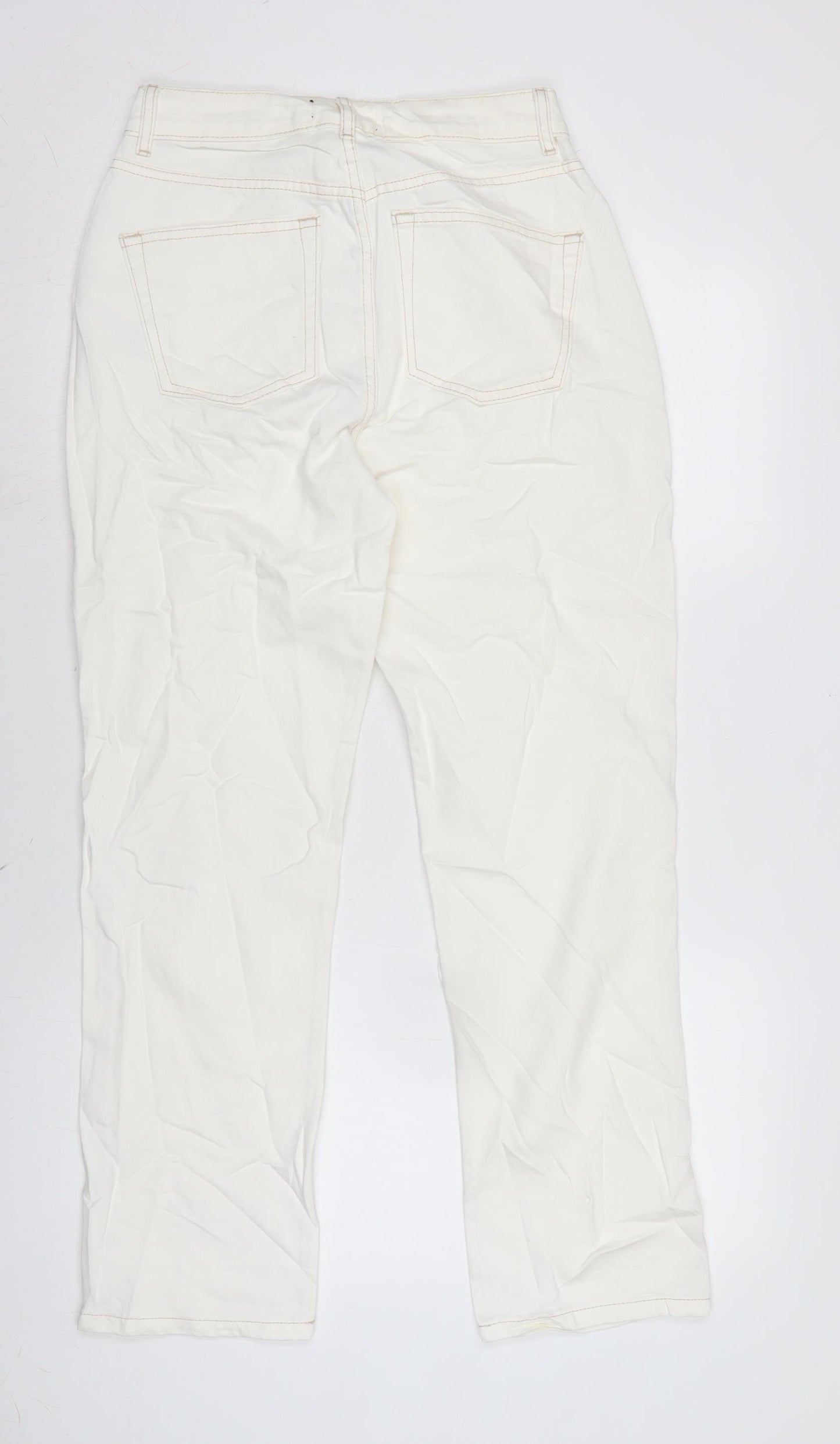 ASOS Womens Ivory Cotton Straight Jeans Size 10 L29 in Regular Button