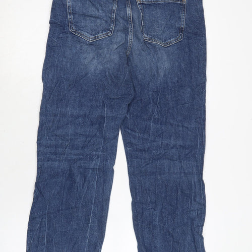 Marks and Spencer Womens Blue Cotton Blend Straight Jeans Size 10 L27 in Regular Zip