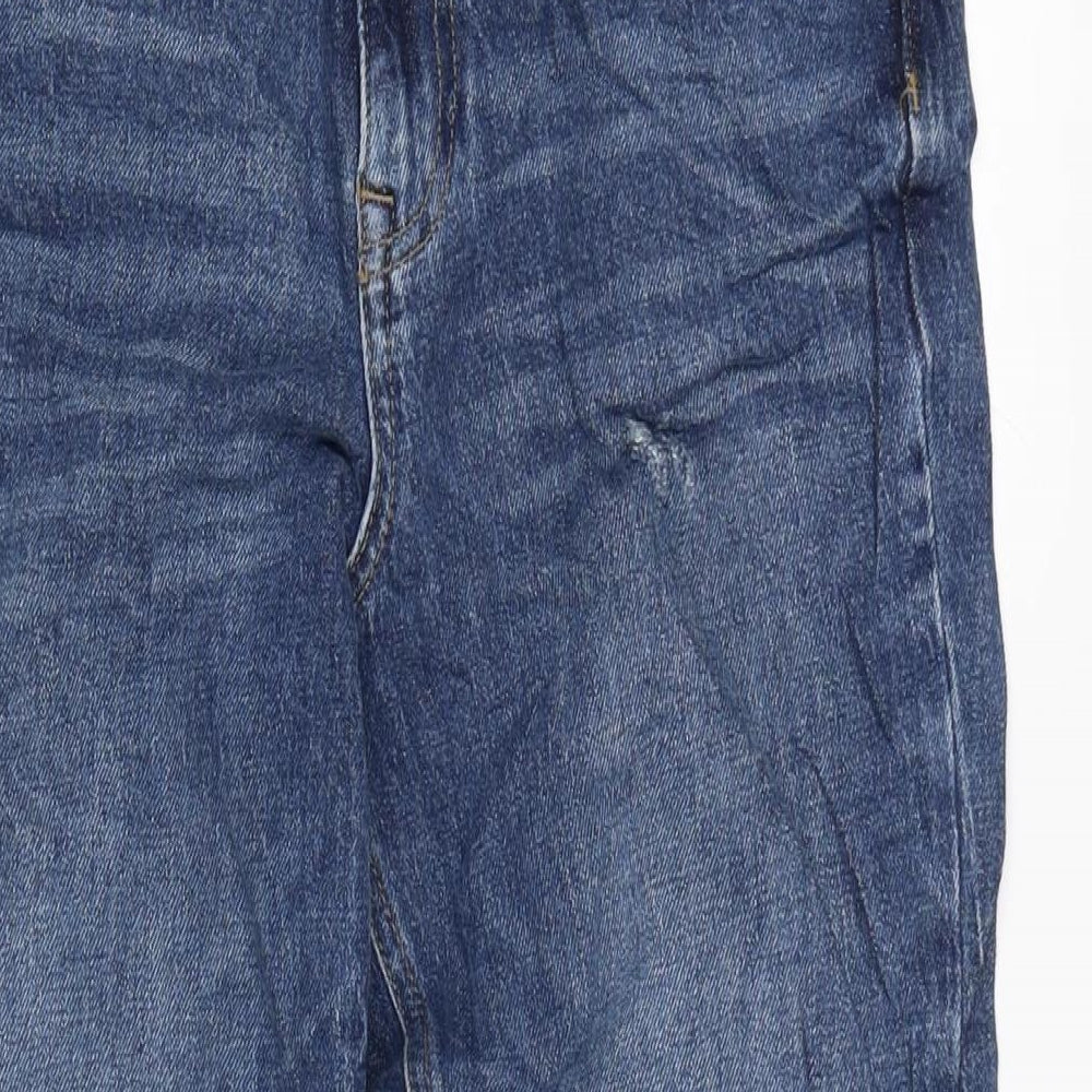 Marks and Spencer Womens Blue Cotton Blend Straight Jeans Size 10 L27 in Regular Zip