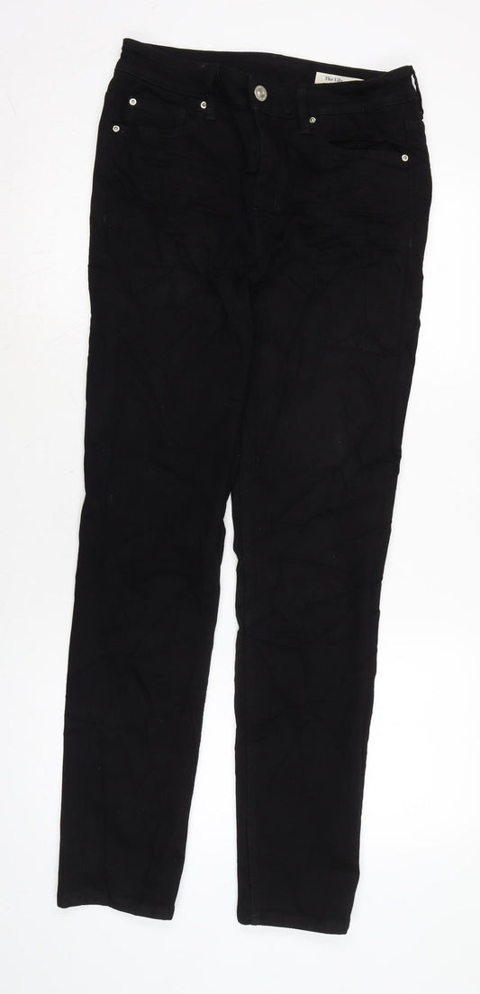 Marks and Spencer Womens Black Cotton Blend Straight Jeans Size 12 L31 in Regular Zip