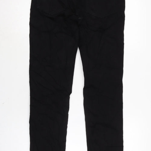 Marks and Spencer Womens Black Cotton Blend Straight Jeans Size 12 L31 in Regular Zip