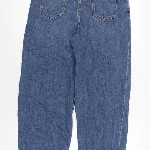 Marks and Spencer Womens Blue Cotton Blend Tapered Jeans Size 10 L25 in Regular Zip