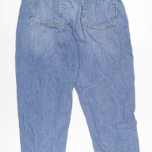 Marks and Spencer Womens Blue Cotton Blend Straight Jeans Size 10 L26 in Regular Zip