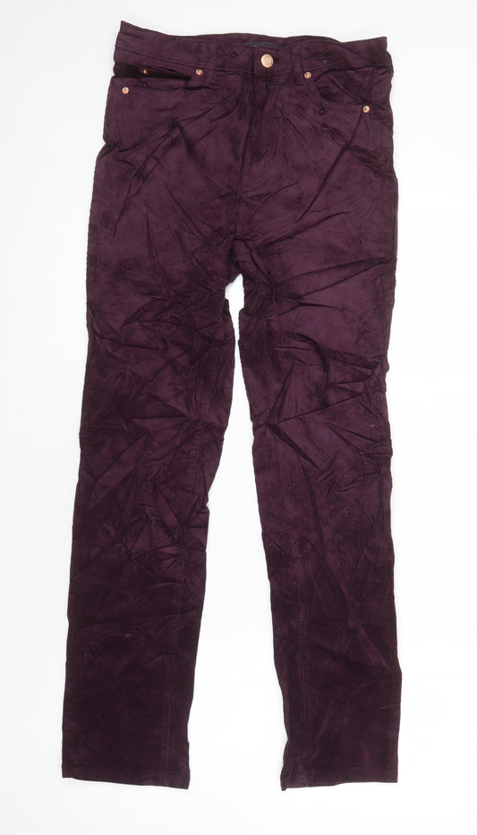 M&S Womens Purple Cotton Straight Jeans Size 10 L29 in Regular