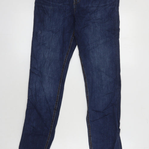 M&S Womens Blue Cotton Straight Jeans Size 10 L28 in Regular