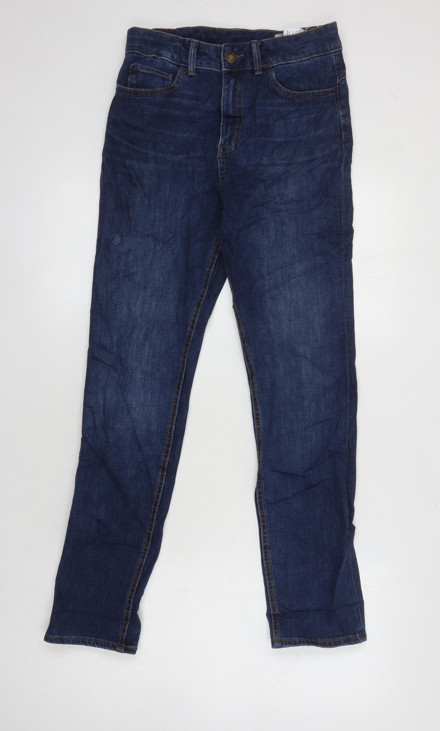 M&S Womens Blue Cotton Straight Jeans Size 10 L28 in Regular