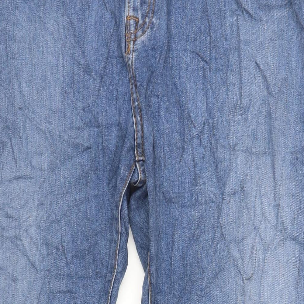 Marks and Spencer Mens Blue Cotton Straight Jeans Size 40 in L31 in Regular Zip