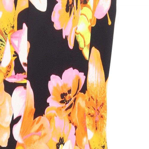 New Look Womens Black Floral Polyester Bodycon Size 10 Square Neck Pullover