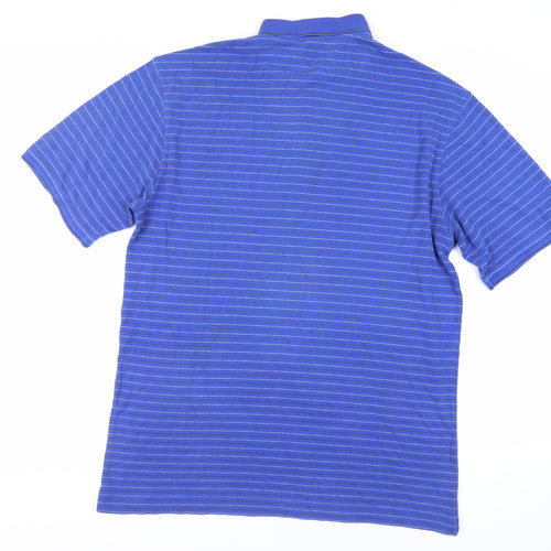 Nike Mens Blue Striped Cotton Polo Size L Collared Button