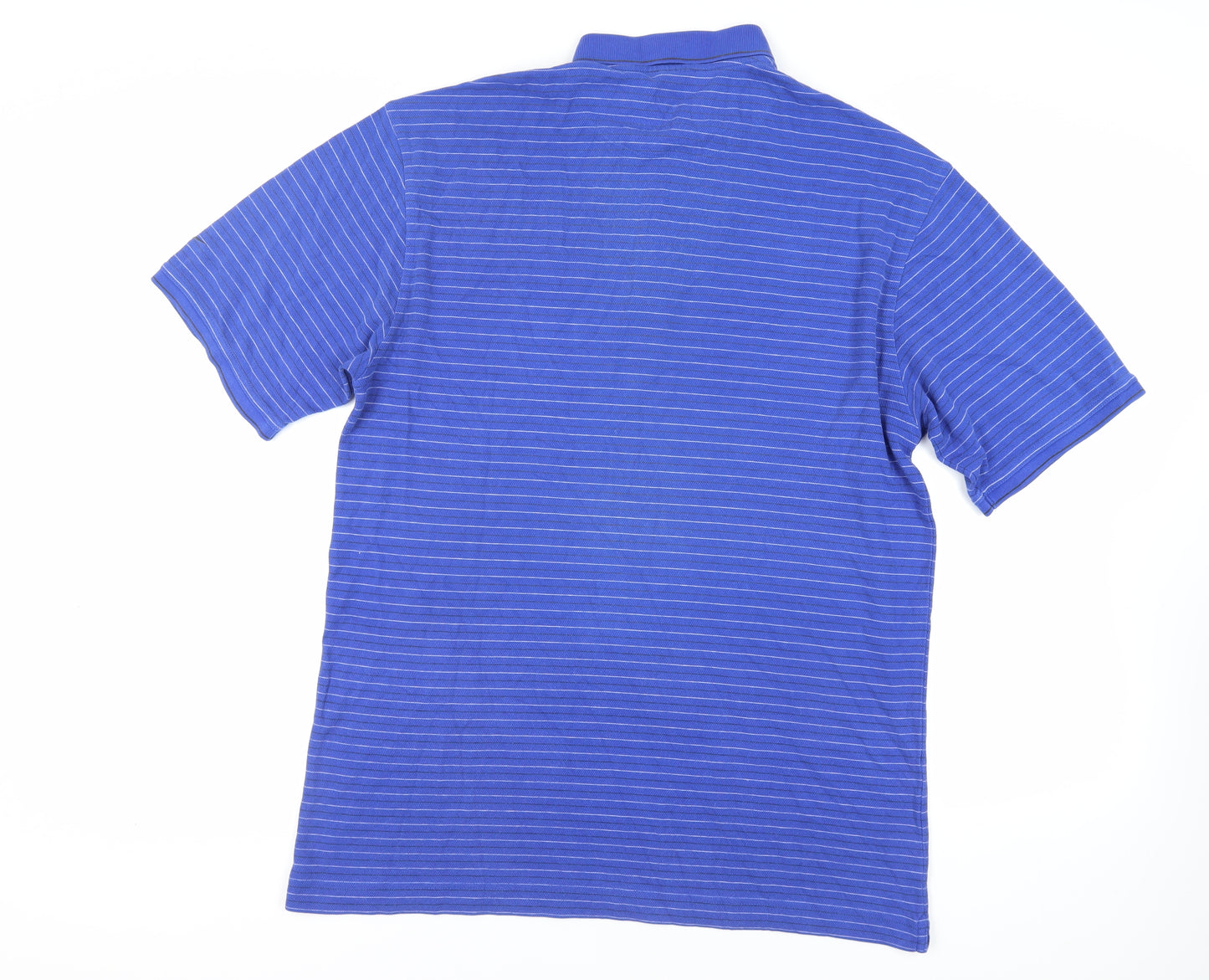 Nike Mens Blue Striped Cotton Polo Size L Collared Button