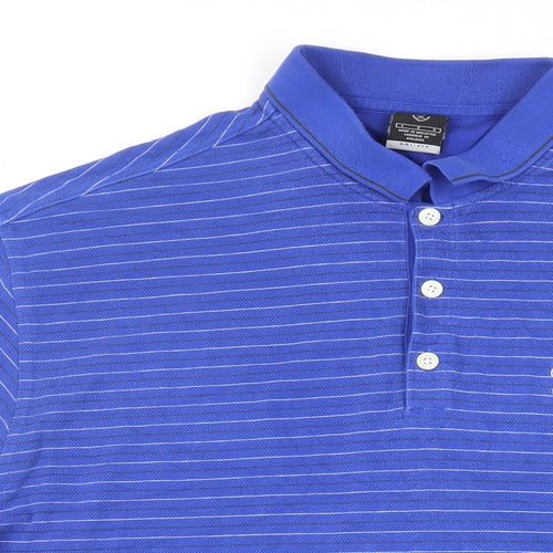 Nike Mens Blue Striped Cotton Polo Size L Collared Button