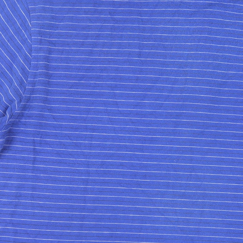 Nike Mens Blue Striped Cotton Polo Size L Collared Button