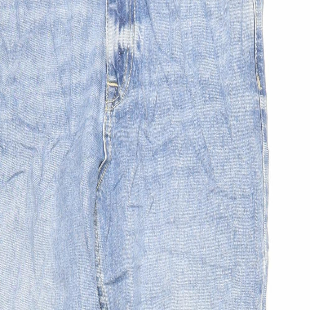 Marks and Spencer Womens Blue Cotton Straight Jeans Size 10 L28 in Regular Zip