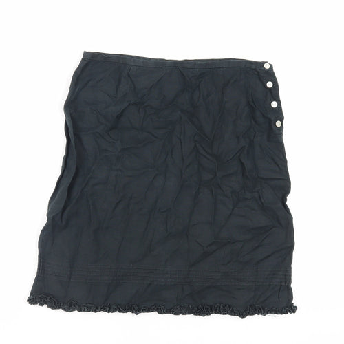 Gap Womens Black Linen Mini Skirt Size 8 Zip