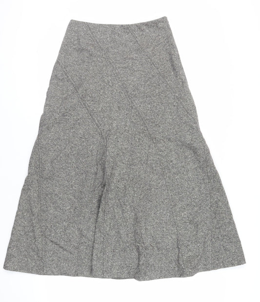 Laura Ashley Womens Grey Wool A-Line Skirt Size 8 Zip