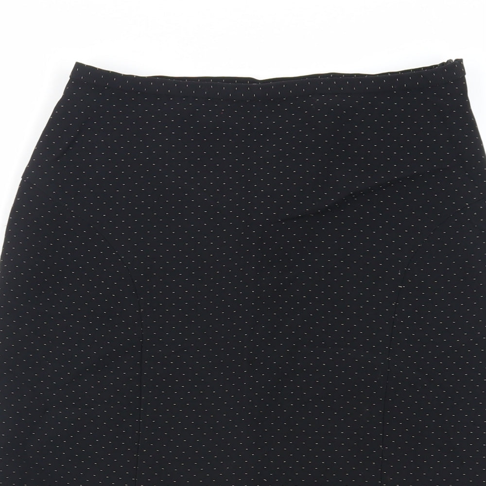 Laura Ashley Womens Black Polka Dot Acetate Flare Skirt Size 8 Zip