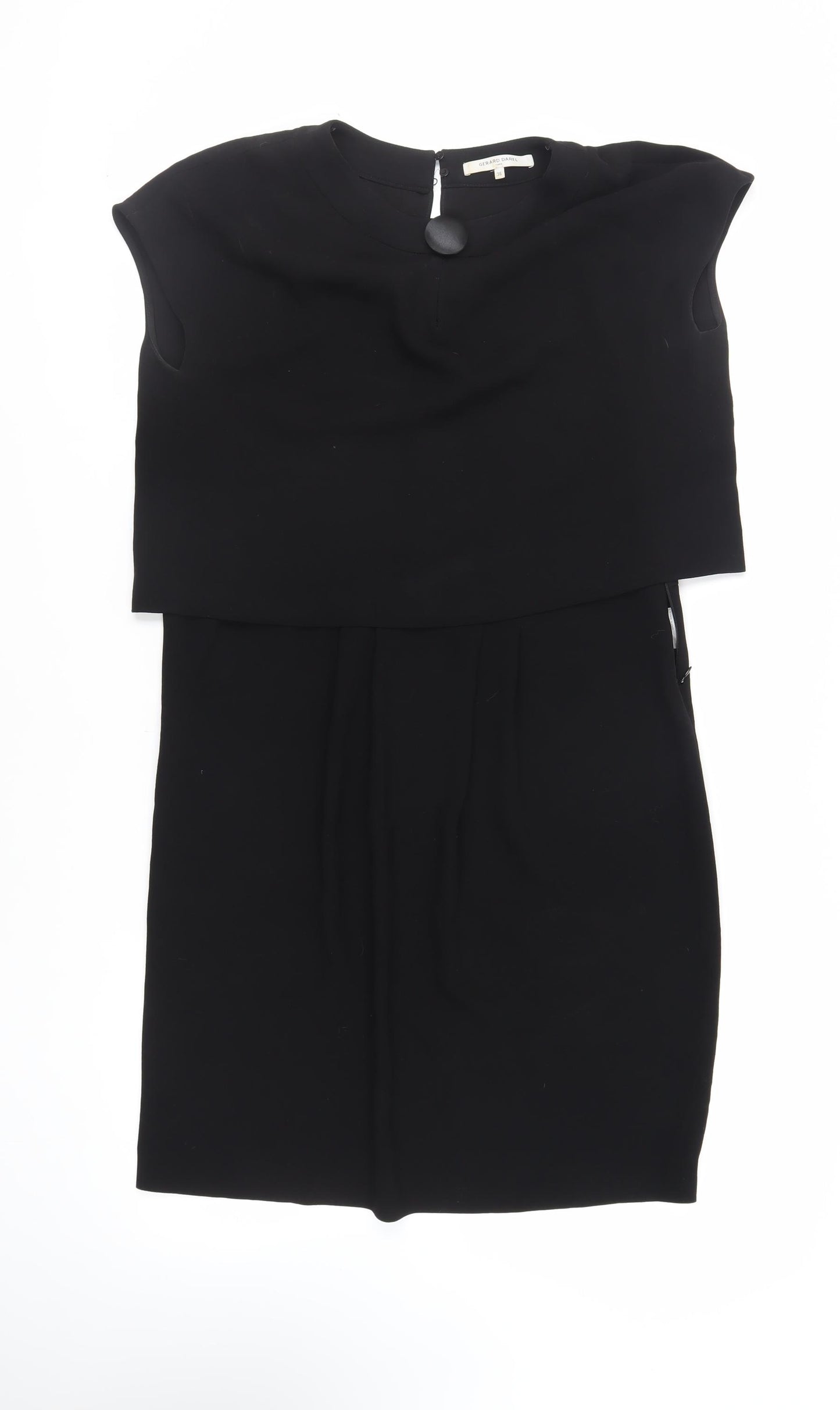 Gerard Darel Womens Black Polyester Sheath Size 8 Round Neck Zip - Layered